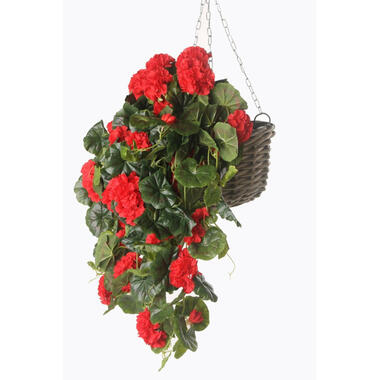 Kunstplant geranium - rood - hangplant - 70 cm product