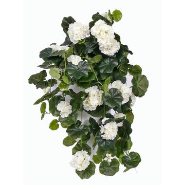 Kunstplant geranium - wit - hangplant - 70 cm product