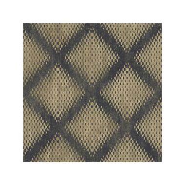 Dutch Wallcoverings - Hexagone ruit zwart/goud - 0,53x10,05m product