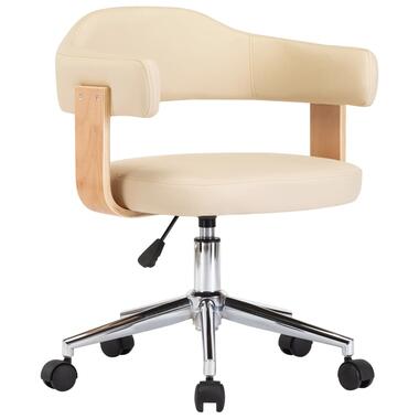 VIDAXL Kantoorstoel - draaibaar - gebogen hout en kunstleer - crème product