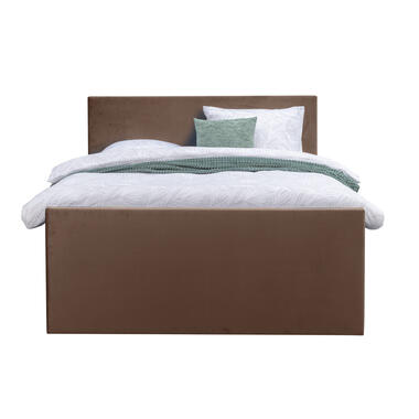 Boxspring met voetbord Liv egaal - bruin - 140x200 cm - vierkante poot product