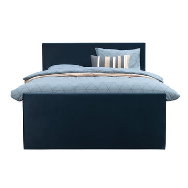 Boxspring met voetbord Arendal - blauw - 140x200 cm - slanke poot - Leen Bakker