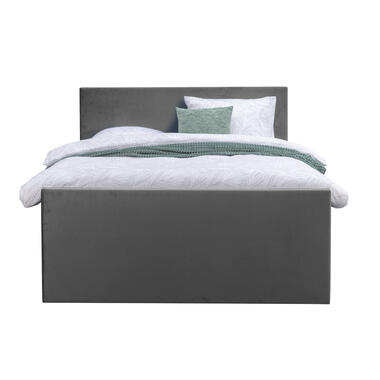 Boxspring met voetbord Liv egaal - grijs - 140x200 cm - ronde poot product