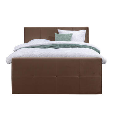 Boxspring met voetbord Liv geblokt - bruin - 140x200 cm - slanke poot product