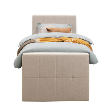 Boxspring met voetbord Liv geblokt - beige - 90x200 cm - slanke poot product