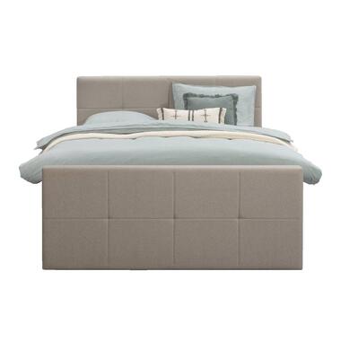 Boxspring met voetbord Liv geblokt - beige - 160x200 cm - slanke poot product