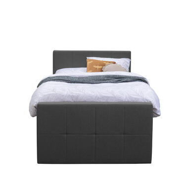 Boxspring met voetbord Liv geblokt - antraciet - 120x200 cm - slanke poot product