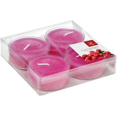 Trend Candles Geurkaarsen - cranberry - 4 stuks - roze - 8 branduren product