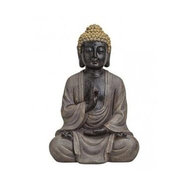 Boeddha beeld - bruin met goudkleurig - zittend - polystone - 40 cm product