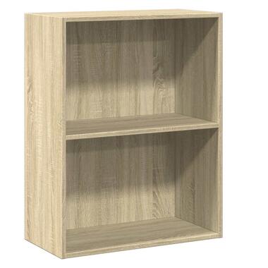 vidaXL Boekenkast 2 schappen 60x30x76,5 cm bewerkt hout sonoma eiken product