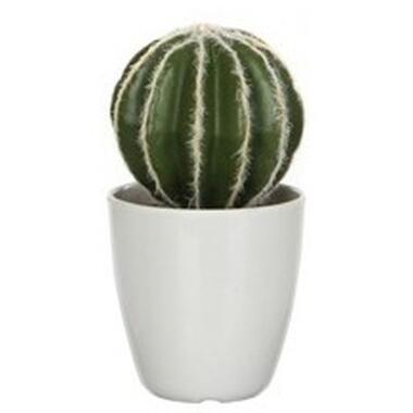 Bellatio Design Kunstplant Echinocactus cactus - 28 cm - in witte pot product