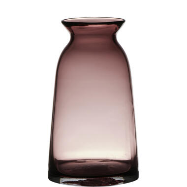 Bellatio Design Vaas - smalle hals - roze - glas - 12 x 23 cm product