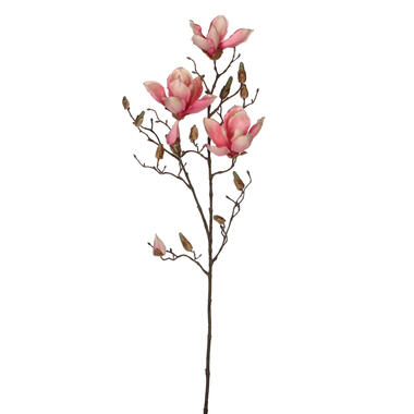 Mica Decorations Kunstbloem - magnolio beverboom - roze - 80 cm product