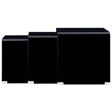 VIDAXL 3-delige Salontafelset 42x42x41,5 cm gehard glas zwart product