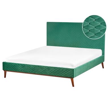 BAYONNE - Tweepersoonsbed - Groen - 160 x 200 cm - Fluweel product