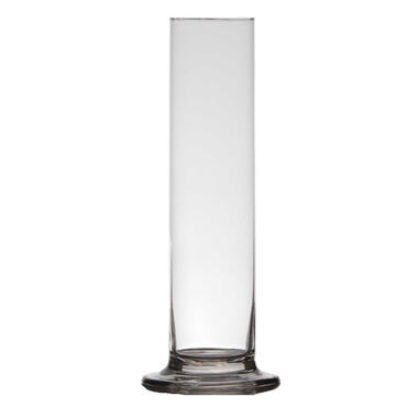 Bellatio Design Vaas op voet - smal - transparant glas - 6 x 30 cm product
