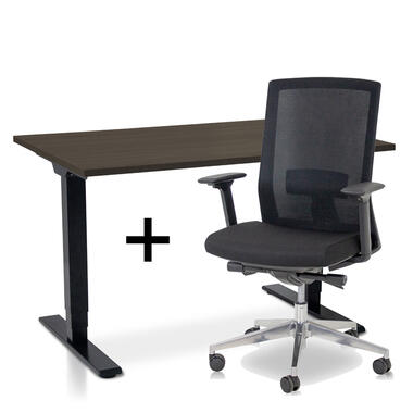 MRC COMFORT Set - Zit-sta bureau + stoel - 140x80 - bruin eiken product