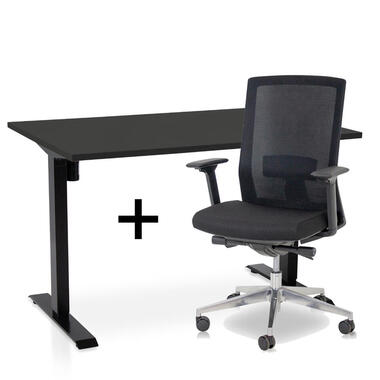MRC EASY Set - Zit-sta bureau + bureaustoel - 140x80 - zwart product