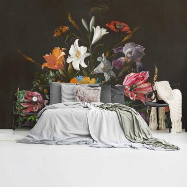 Fotobehang De Heem Stilleven met bloemen op vaas 260x384 cm Zwart product