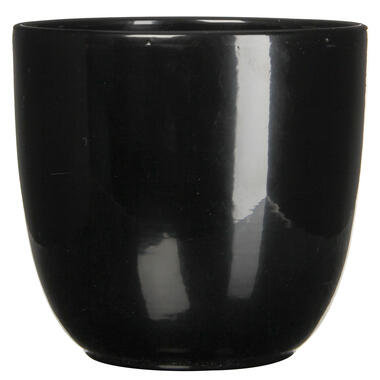 Mica Decorations Bloempot - zwart - keramiek - glanzend - 31 x 28 cm product