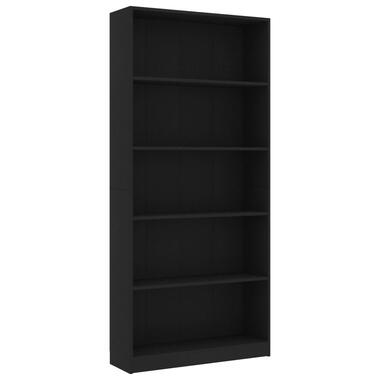 vidaXL Boekenkast met 5 schappen 80x24x175 cm bewerkt hout zwart product