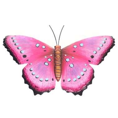 Anna's Collections Tuindecoratie - vlinder - metaal - roze - 48 cm product