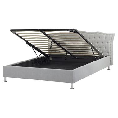 METZ - Bed met opbergruimte - Grijs - 160 x 200 cm - Polyester product