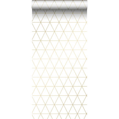 ESTAhome behang - grafische driehoeken - wit en goud - 0.53 x 10.05 m product