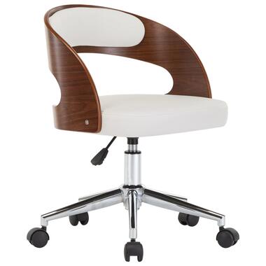 VIDAXL Kantoorstoel - draaibaar - gebogen hout en kunstleer - wit product