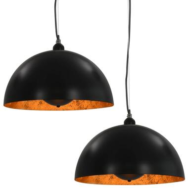 VIDAXL Plafondlampen 2 st halfrond E27 40 cm zwart en goudkleurig product