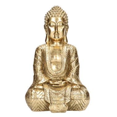 Boeddha beeld - zittend - goud - polyresin - 18 x 13 x 30 cm product