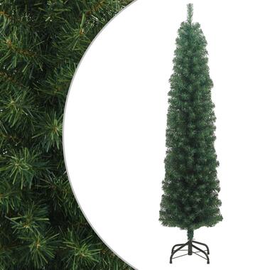 vidaXL Kunstkerstboom met standaard smal 210 cm PVC groen product