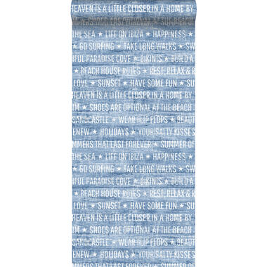 ESTAhome behang - zomerse quotes - blauw - 53 cm x 10,05 m product