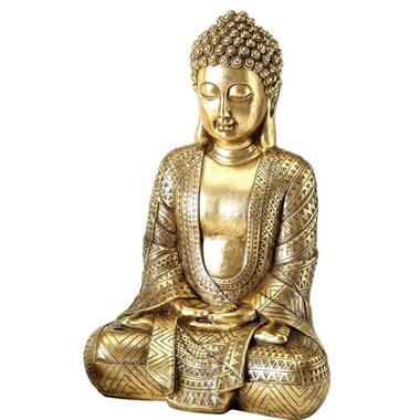 Boeddha beeld - zittend - goud - polyresin - 24 x 19 x 39 cm product