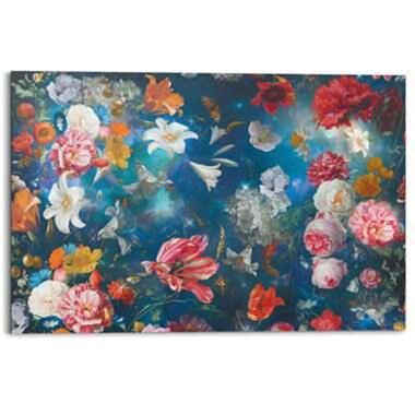 Schilderij Bloemenwereld 60x90 cm Blauw Hout product
