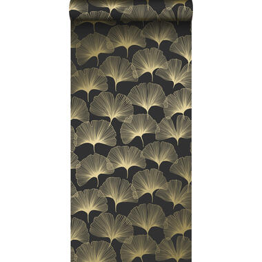 Origin behang - ginkgo bladeren - zwart en goud - 0.53 x 10.05 m product