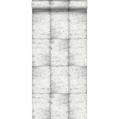 ESTAhome behang - zinken platen - licht warm grijs - 53 cm x 10,05 m product
