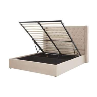 LUBBON - Bed met opbergruimte - Beige - 160 x 200 cm - Fluweel product