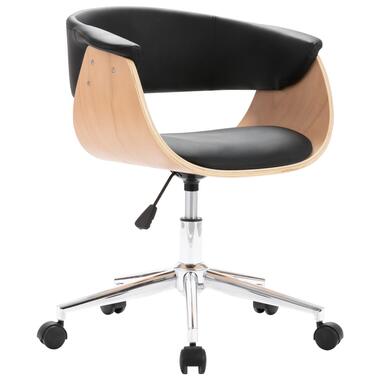 VIDAXL kantoor stoel - draaibaar - gebogen hout en kunstleer - zwart product