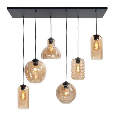 Highlight Hanglamp Fantasy - 6 lichts - L 100 x B 35 cm - amber glas product