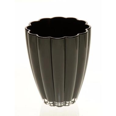 Bellatio Design Vaas - zwart - glas - 17 cm product