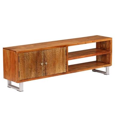 vidaXL Tv-meubel met bewerkte deuren 140x30x40 cm massief hout product