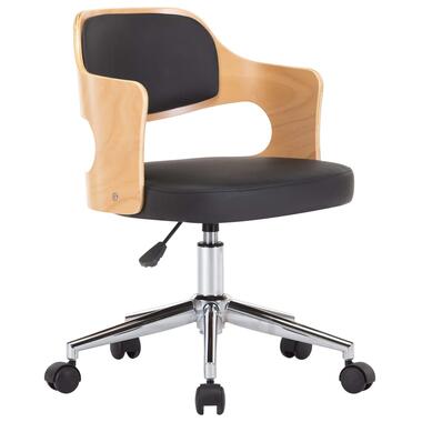 VIDAXL Kantoorstoel - draaibaar - gebogen hout met kunstleer - zwart product