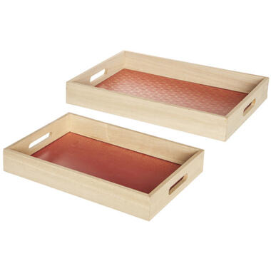 Cosy&Trendy dienblad - Hout / Rood - Set-2 product