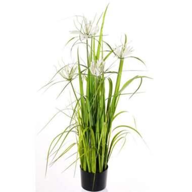 Kunstplant siergras - groen - in zwarte pot - 110 cm product