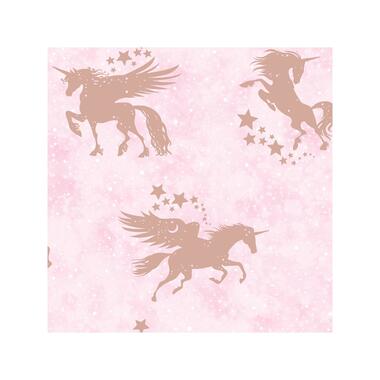 Dutch Wallcoverings - Over The Rainbow- Unicorns Pink/Gold -0,53x10,05 product