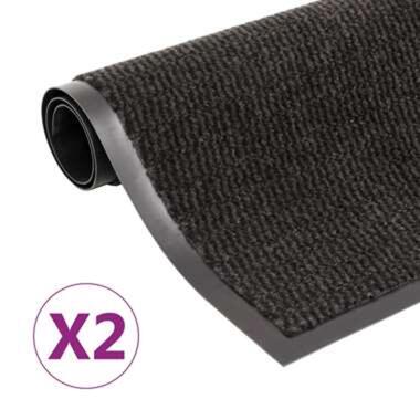 vidaXL Droogloopmatten - 2 st - rechthoekig getuft - 60x90 cm - zwart product
