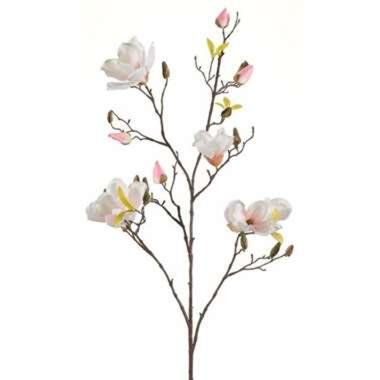 Kunstbloem - magnolio - wit met roze - tak - 105 cm product