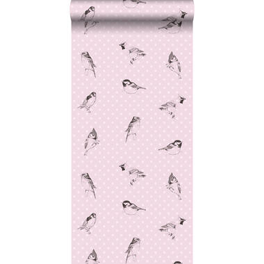 ESTAhome behang - vogels - zacht roze - 53 cm x 10,05 m product