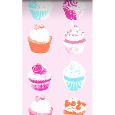 ESTAhome behang XXL - cupcakes - roze - 46,5 cm x 8,37 m product